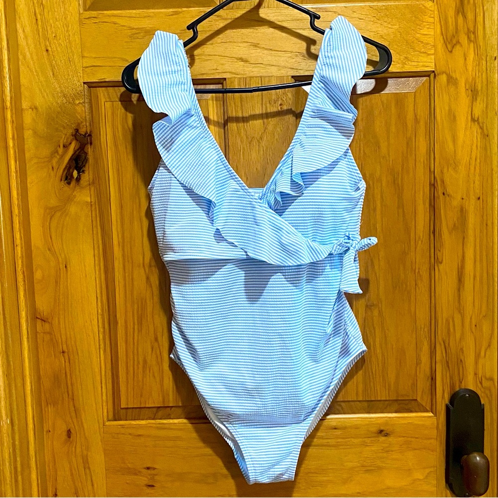 Kindred Bravely Ruffle Wrap Maternity and Nursing One Piece Swimsuit